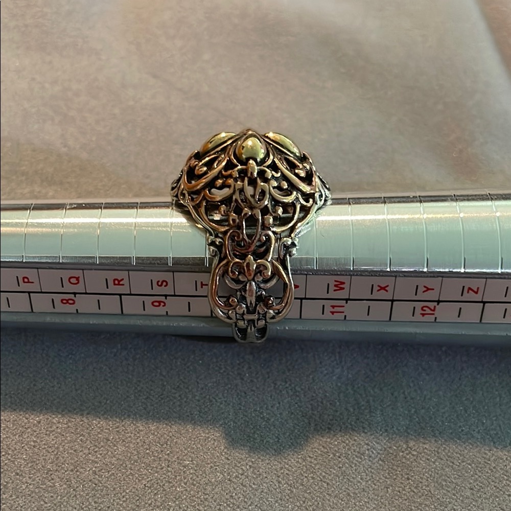Carolyn Pollack Gold and Green Ornate Ring